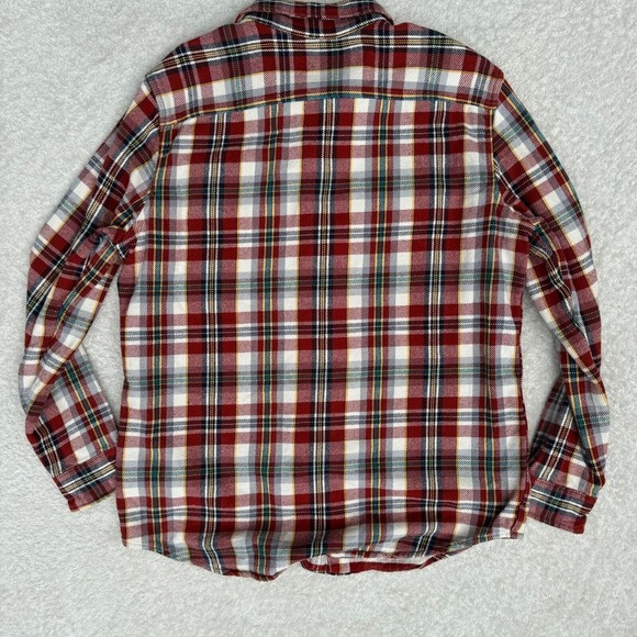 American Eagle Mens Heavy Weight Flannel Shirt Plaid Button Up XL Tall Red White - Picture 2 of 8